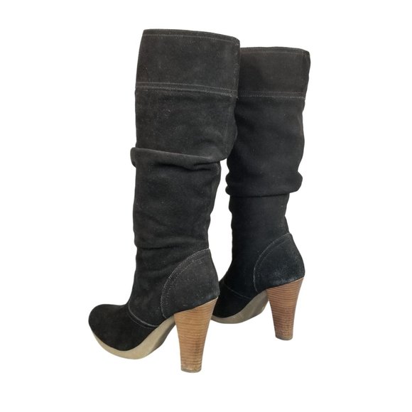 Black Suede Colin Stuart block heel tall boots size 7 - Picture 3 of 13
